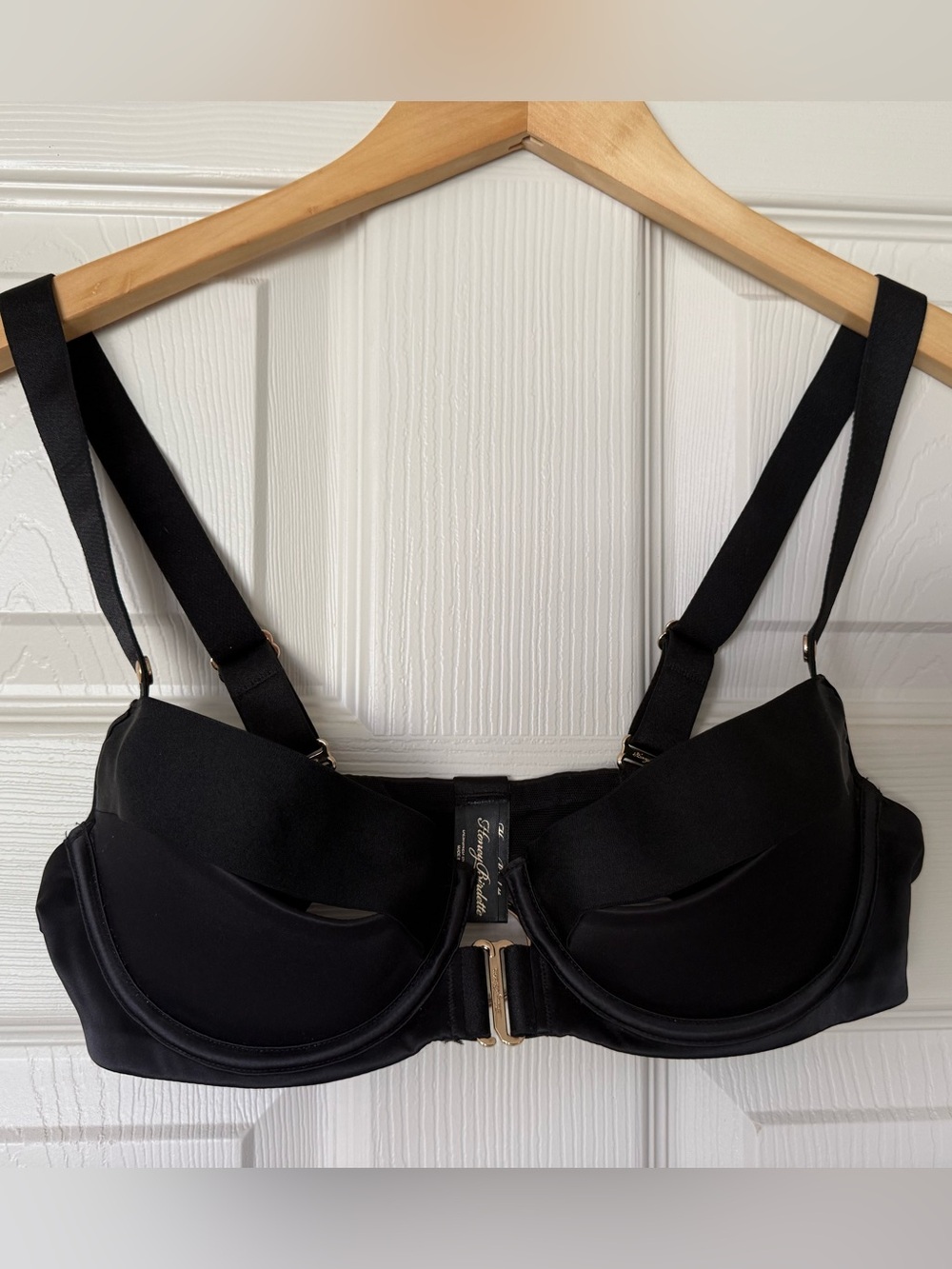 Honey Birdette Black Bra with Gold Ring Detail